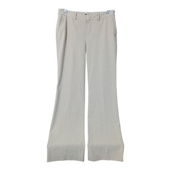 Nicole Miller Women's Beige Dress Pants Pink Pinstripe Size 6 With Pockets - Picture 1 of 11